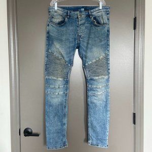 H&M Divided Men's Distressed Ribbed Blue Jeans Size 36